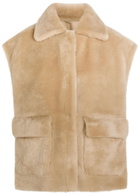 Arma Edha Shearling Sleeveless Jacket Off White