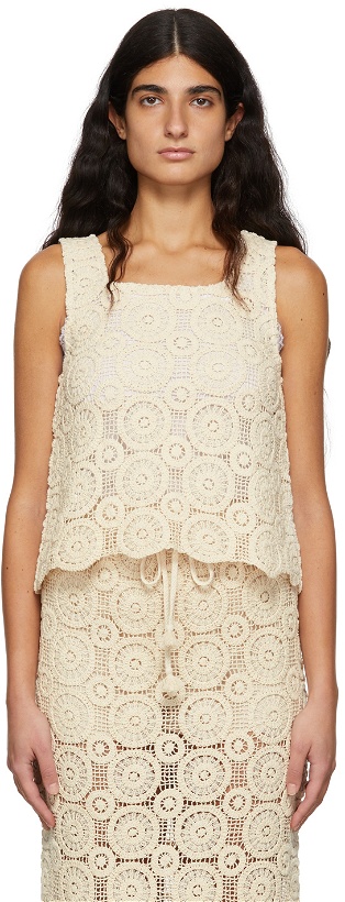 Photo: Missing You Already Beige Lace Tank Top
