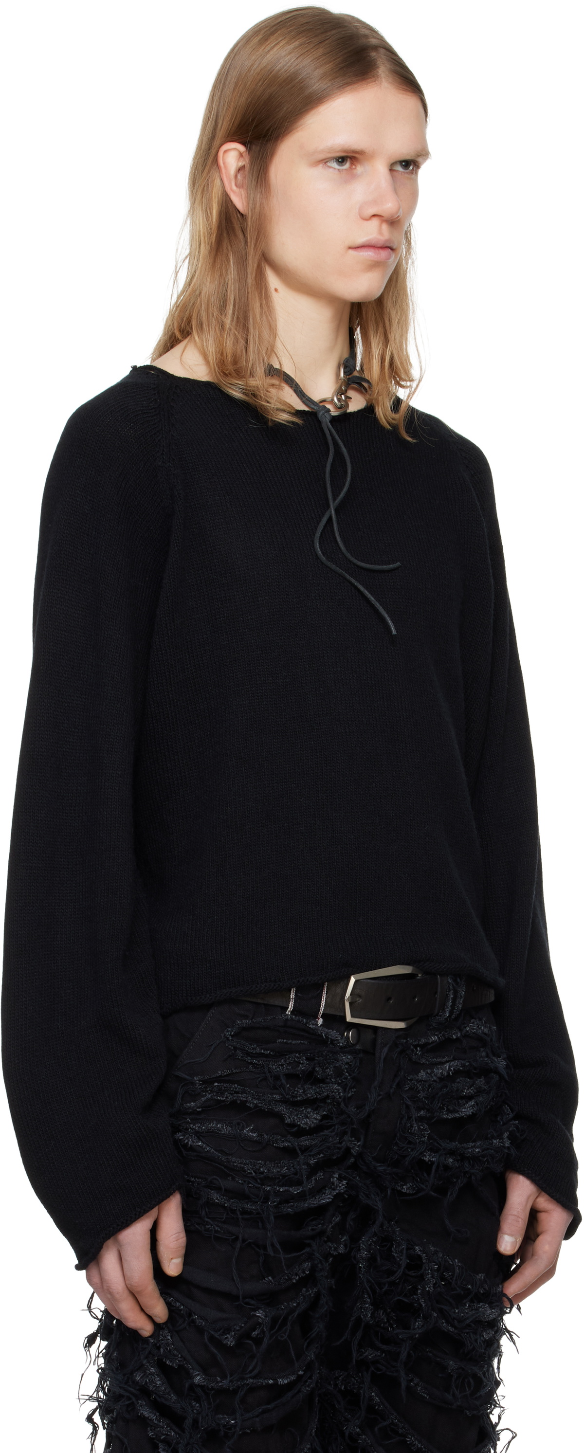 Swampgod Black Hand Knit Basic Sweater