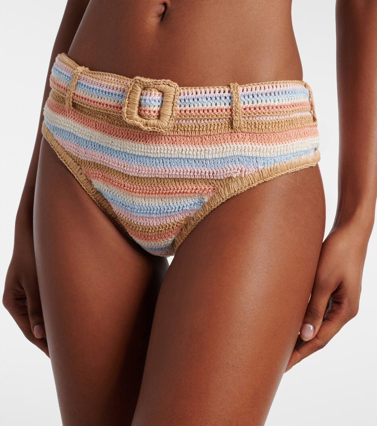 Anna Kosturova Crochet striped cotton bikini bottoms