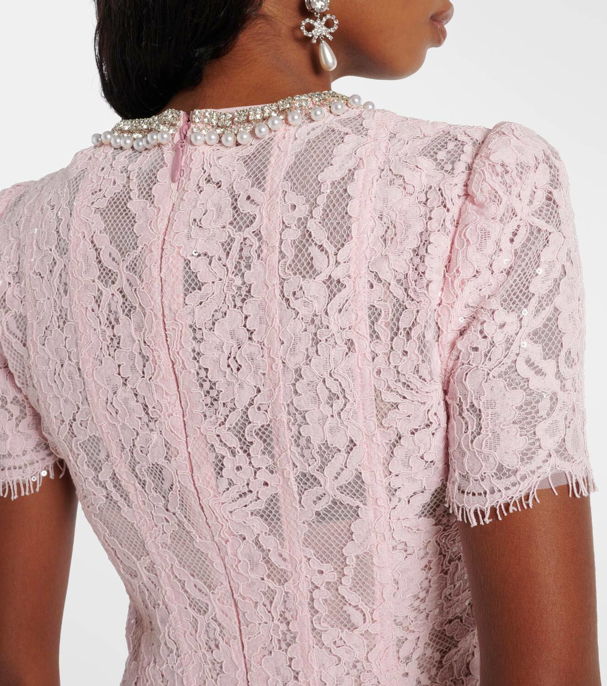 green emerald velvet dress Self-Portrait Blush Red Floral Lace Ruffle Trim Midi Dress  The Closet New  York