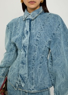 A.W.A.K.E Mode Tie-neck Washed Denim Shirt Indigo