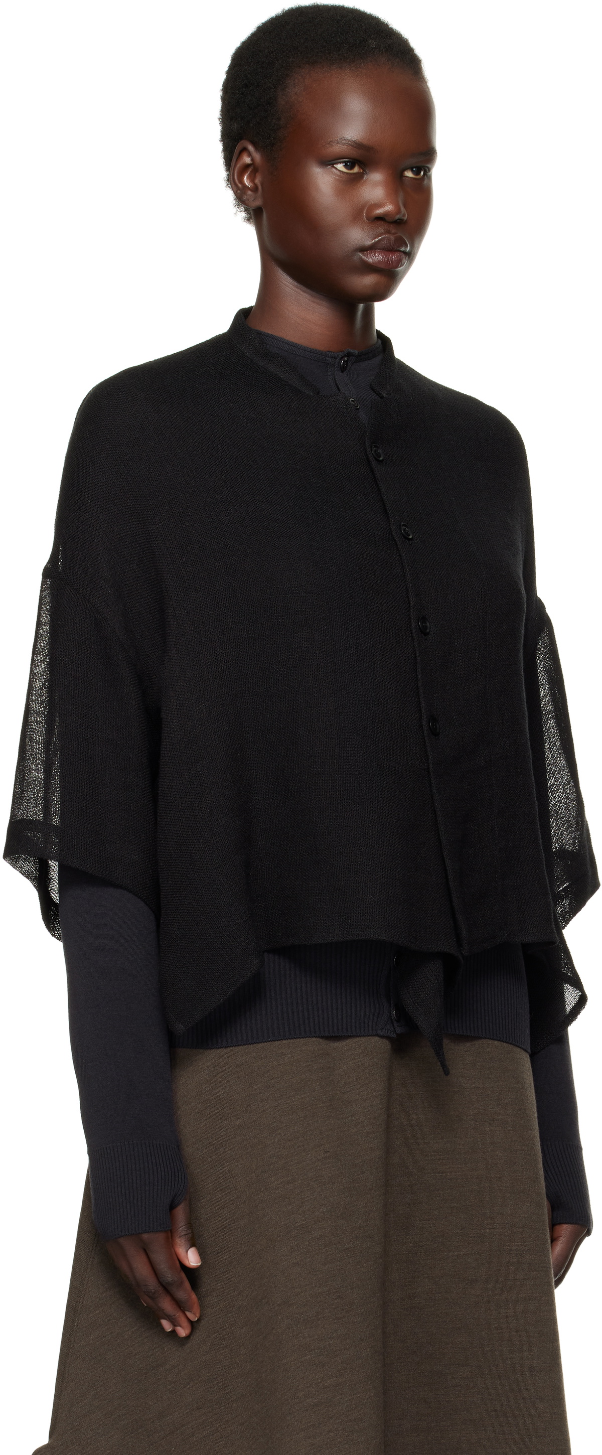 Y's Black Half Sleeve Box Shirt
