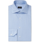 Ermenegildo Zegna - Light-Blue Cutaway-Collar Checked Cotton Shirt - Blue