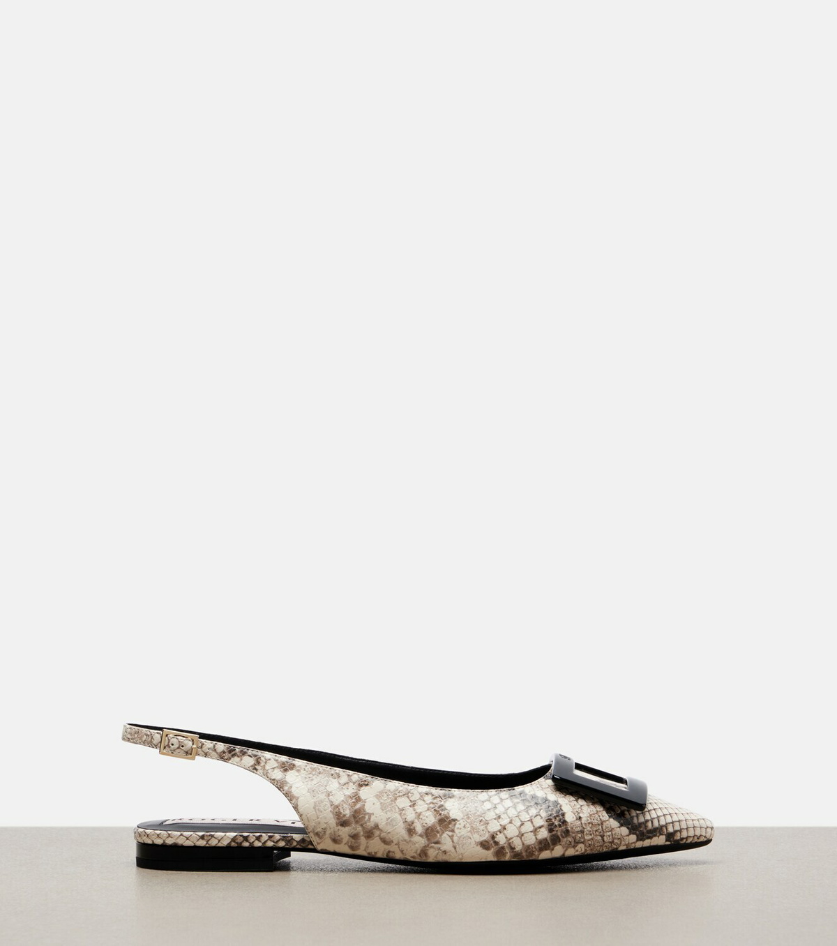 Roger Vivier Gommettine snake-effect leather slingback flats
