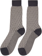Ferragamo Gray & Beige Gancini Socks