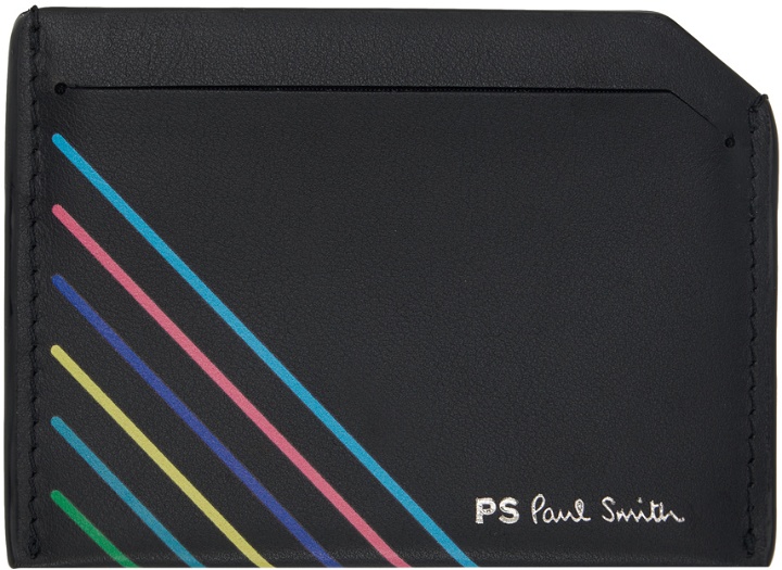 Photo: PS by Paul Smith Black Leather 'Sports Stripe' Credit Card Holder