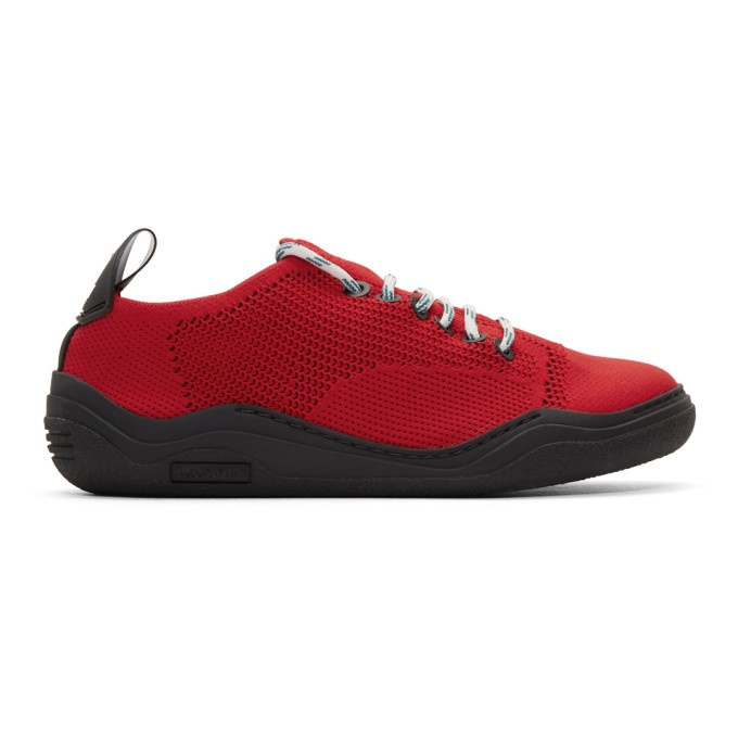 Photo: Lanvin Red Low-Top Knit Diving Sneakers