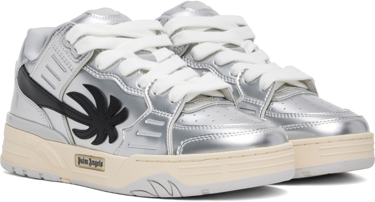 Palm Angels Silver Venice Mirror Leather Sneakers Palm Angels