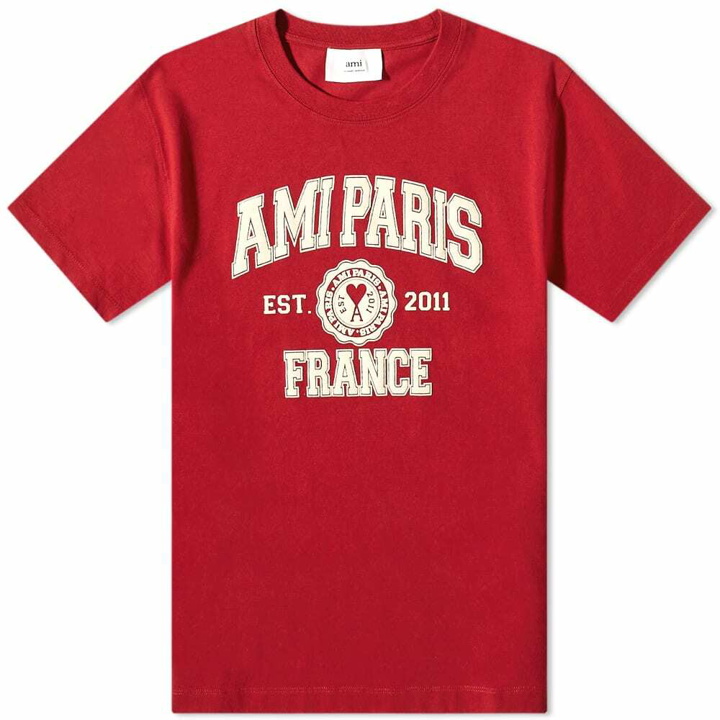 Photo: AMI Men's Paris FR T-Shirt in Red