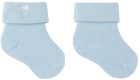 Palm Angels Baby Three-Pack Blue & White Logo Socks