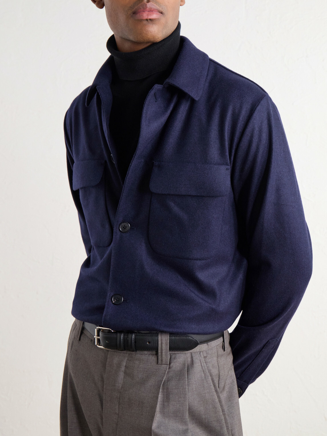 Slowear - Incotex Cashmere-Felt Overshirt - Blue