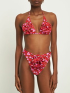 MAGDA BUTRYM Printed Triangle 3d Flower Bikini Top