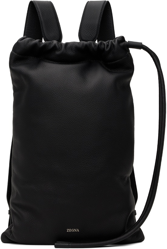 Photo: ZEGNA Black Drawstring Backpack