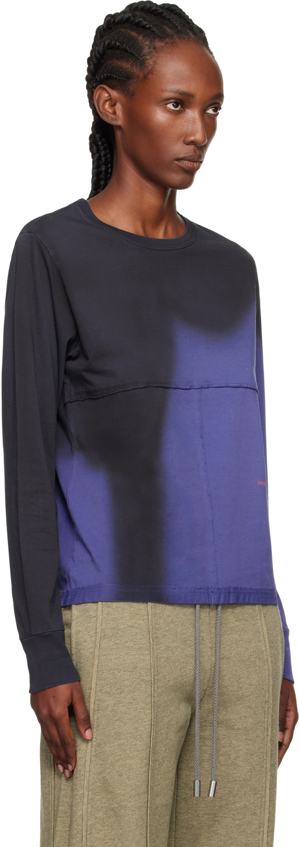 Eckhaus Latta Navy Lapped Long Sleeve T-shirt