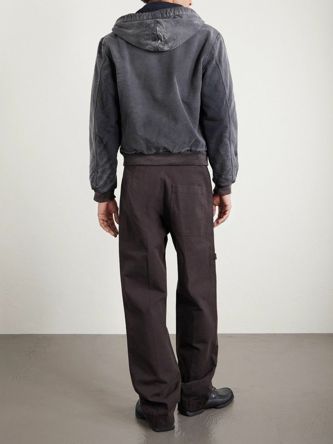 Auralee - Garment-Dyed Cotton-Canvas Zip-Up Hooded Jacket - Black