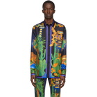 Versace Multicolor Silk Palm Springs Shirt