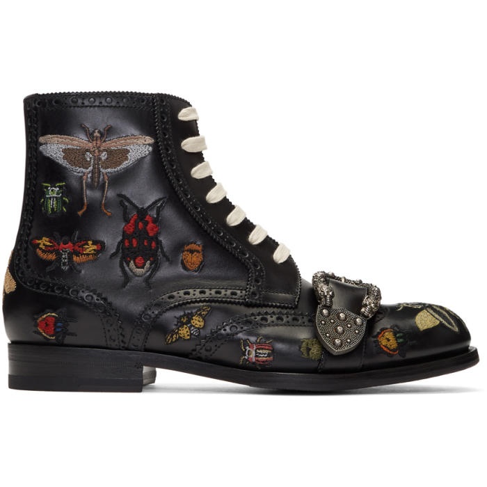 Photo: Gucci Black Queercore Insect Brogue Boots 