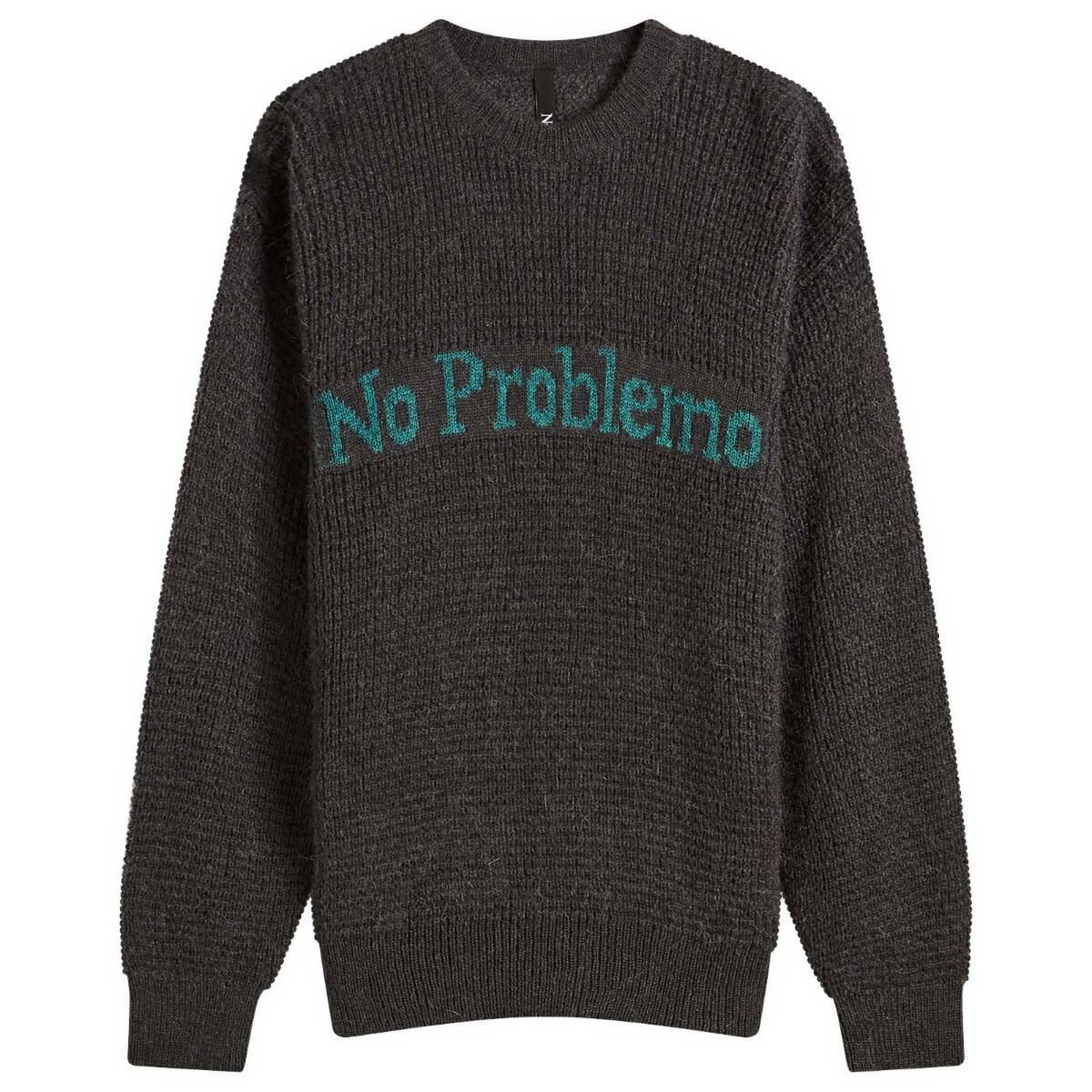 No Problemo Men's Waffle Knit Jumper in Charcoal