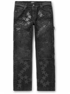 AMIRI - Chemist Carpenter Straight-Leg Leather-Appliquéd Jeans - Black