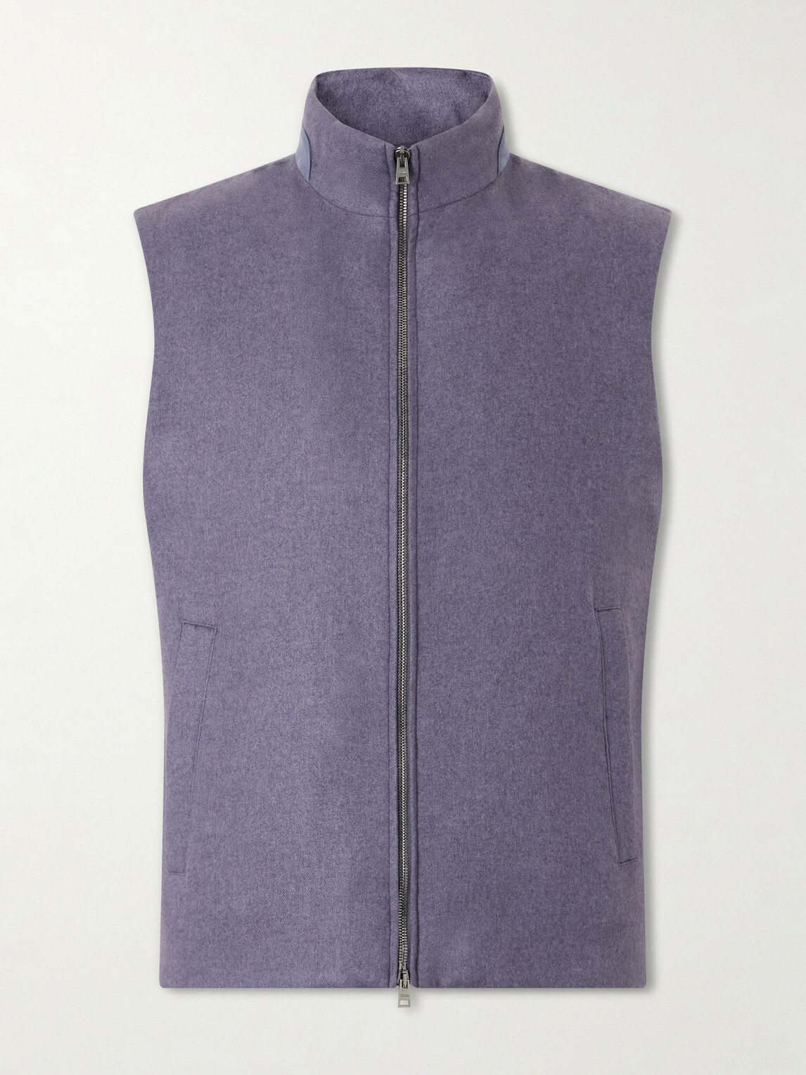 Herno - Leather Trimmed Silk and Cashmere-Blend Vest - Purple