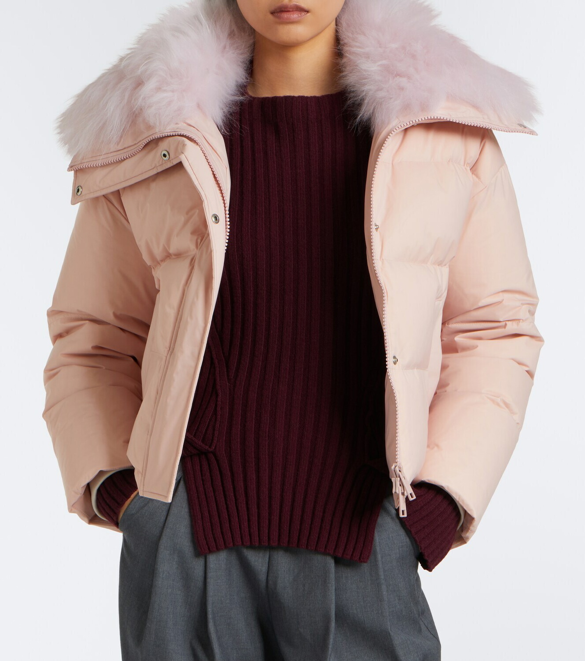Yves Salomon Doudoune shearling-trimmed down jacket