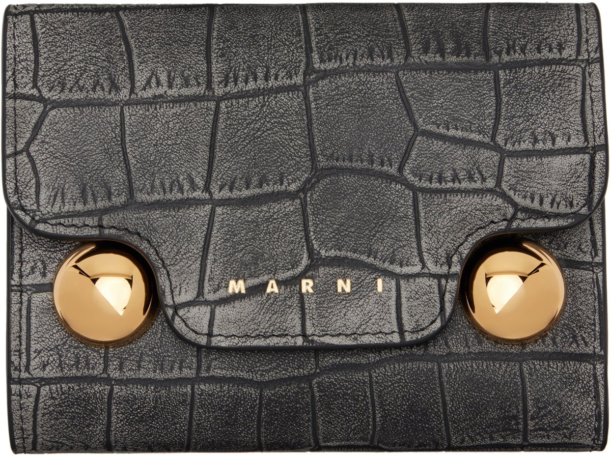 【MARNI】TRUNKAROO TRIFOLD WALLET Marni Black Trunkaroo Trifold Wallet Marni