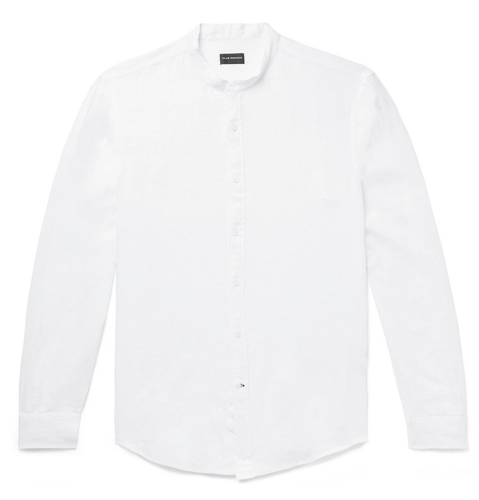 white slim fit grandad shirt