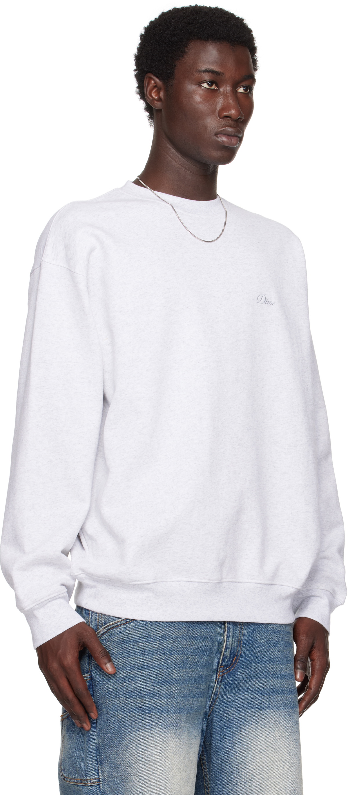 Dime Gray Cursive Small Logo Crewneck Sweatshirt