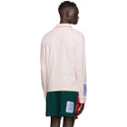 MCQ Pink Flower Embroidery Long Sleeve Polo