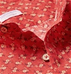 Incotex - Slim-Fit Grandad-Collar Printed Cotton and Linen-Blend Shirt - Men - Red