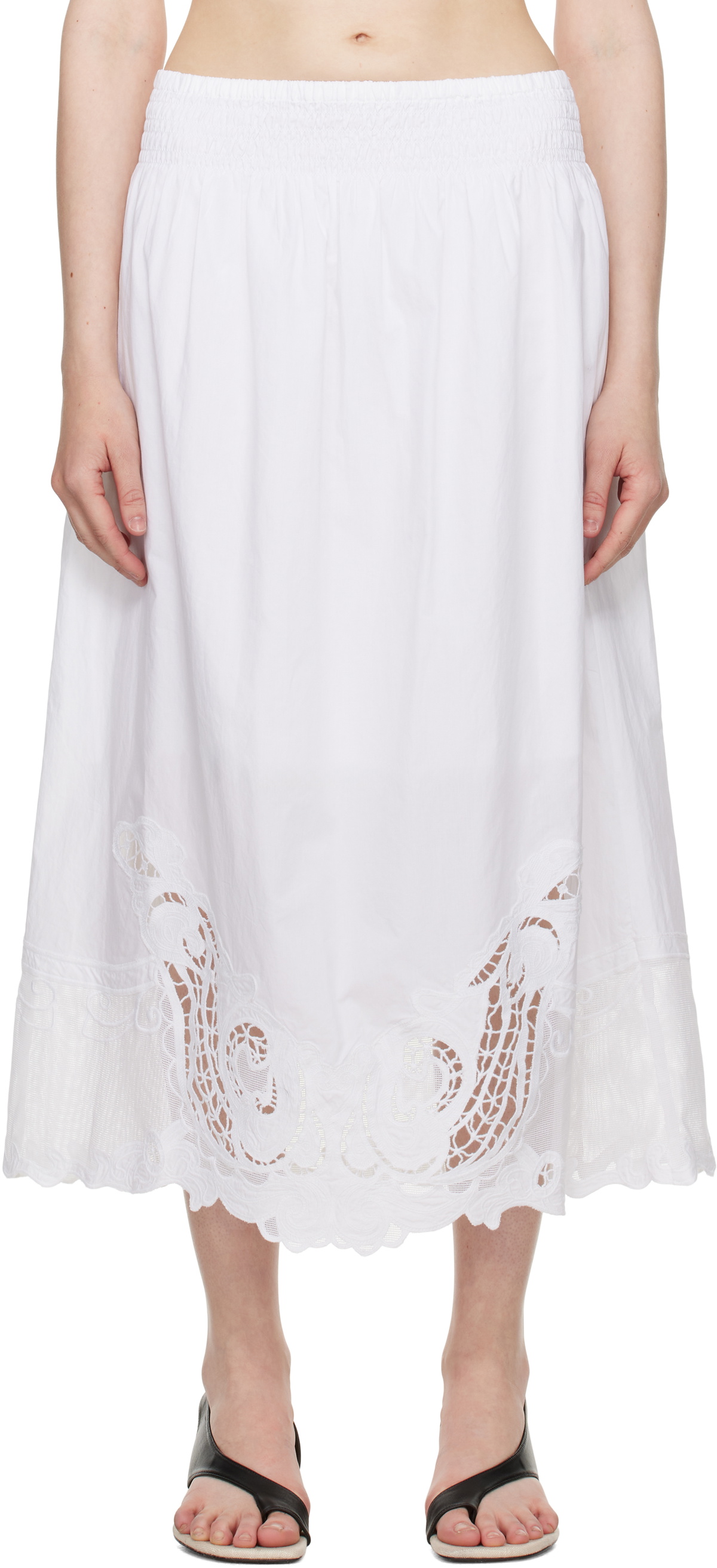 rag & bone White Clem Lace Midi Skirt