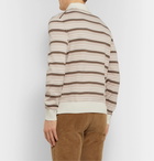 Ermenegildo Zegna - Striped Cotton and Silk-Blend Polo Shirt - Neutrals