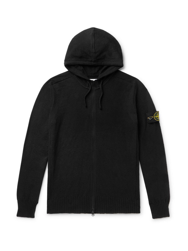 Photo: Stone Island - Logo-Appliquéd Cotton-Blend Zip-Up Hoodie - Black