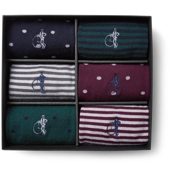 Photo: London Sock Co. - Simply Sartorial Six-Pack Stretch Wool-Blend Socks - Multi