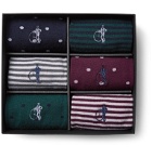 London Sock Co. - Simply Sartorial Six-Pack Stretch Wool-Blend Socks - Multi