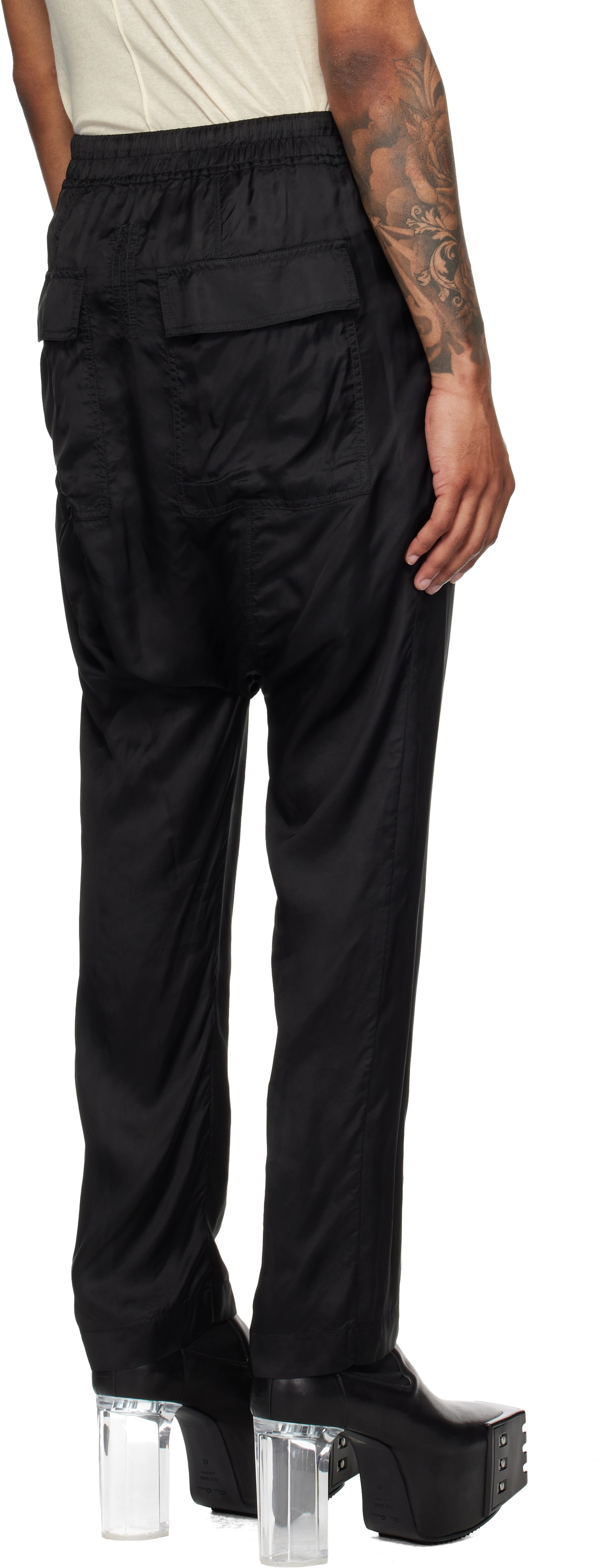 Rick Owens Black Concordians Drawstring Long Trousers Rick Owens