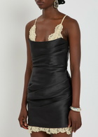 DE LA Vali Kasai Layered-lace and Satin Mini Dress Black