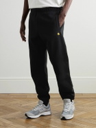 Carhartt WIP - Chase Tapered Logo-Embroidered Cotton-Blend Jersey Sweatpants - Black