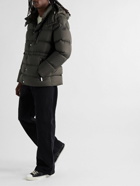Moncler - Bauges Leather-Trimmed Quilted Shell Hooded Down Jacket - Green