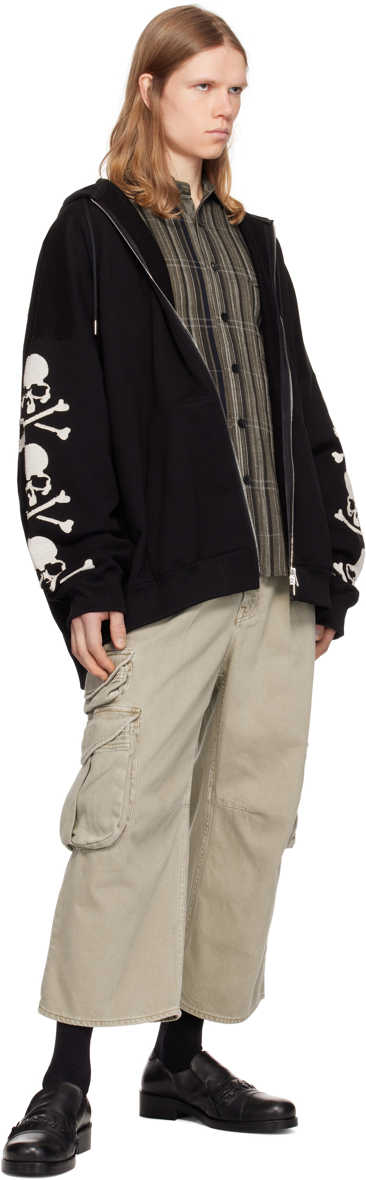 【関税込み】MASTERMIND WORLD フーディ & ジップアップ MASTERMIND WORLD Black Oversized Patch Zip-Up Hoodie
