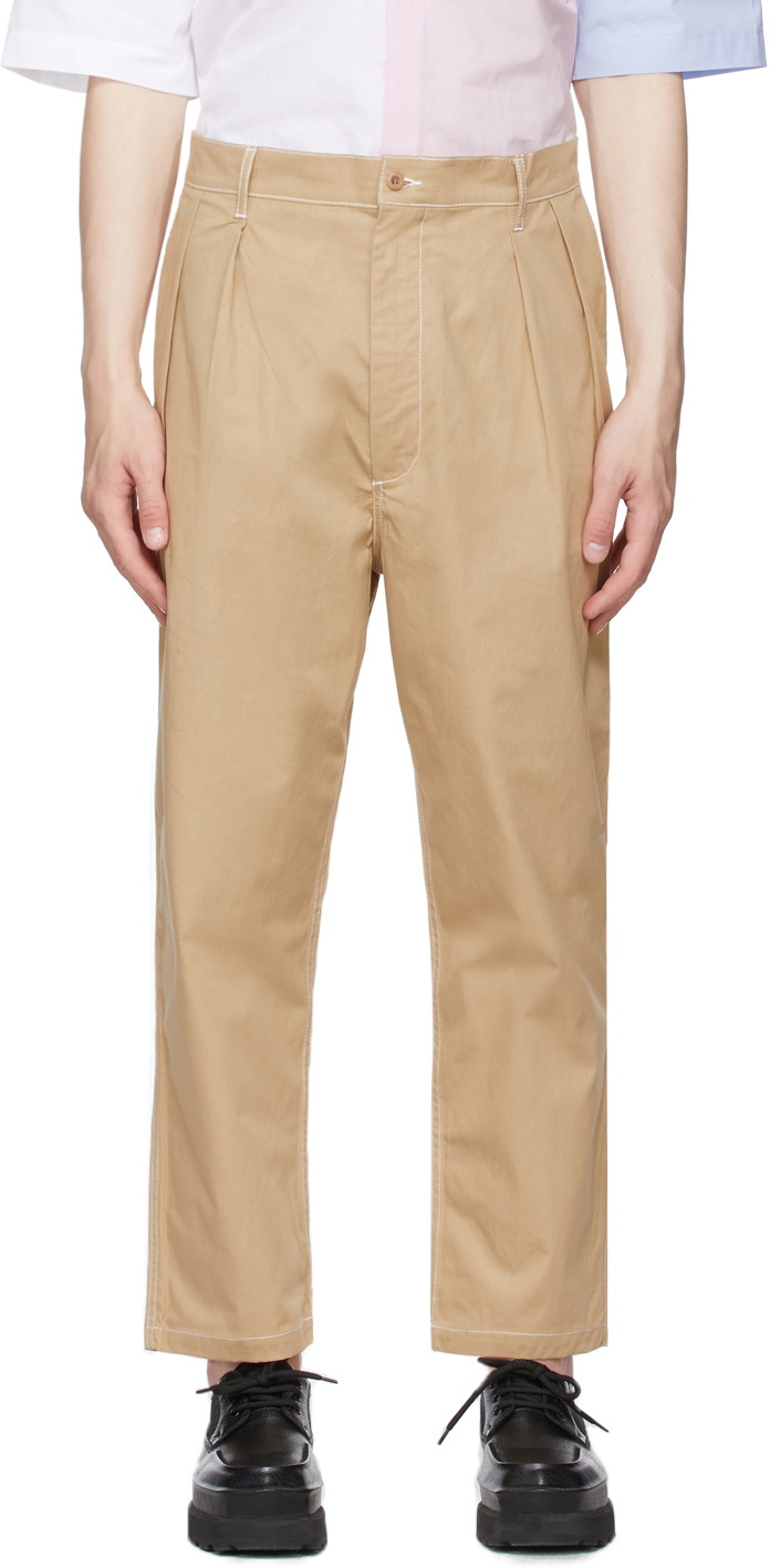 Maison Kitsuné Beige 2 Pleats Trousers Maison Kitsune