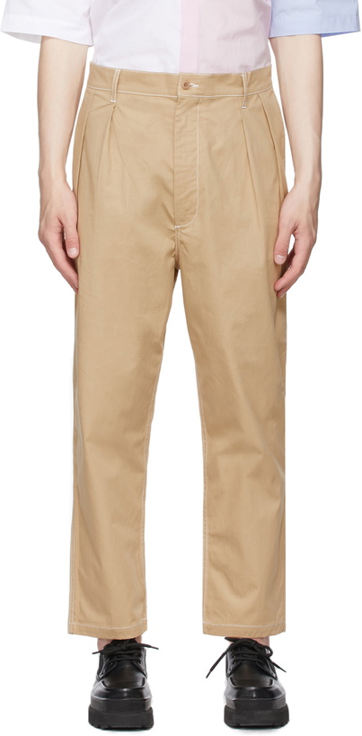 Photo: Maison Kitsuné Beige 2 Pleats Trousers