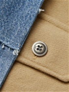 Greg Lauren - GL1 Shawl-Collar Denim-Trimmed Wool and Cotton-Blend Twill Jacket - Brown