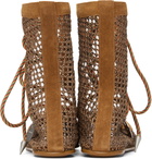 Kiko Kostadinov Brown Reticella Lace Up Ballerina Flats