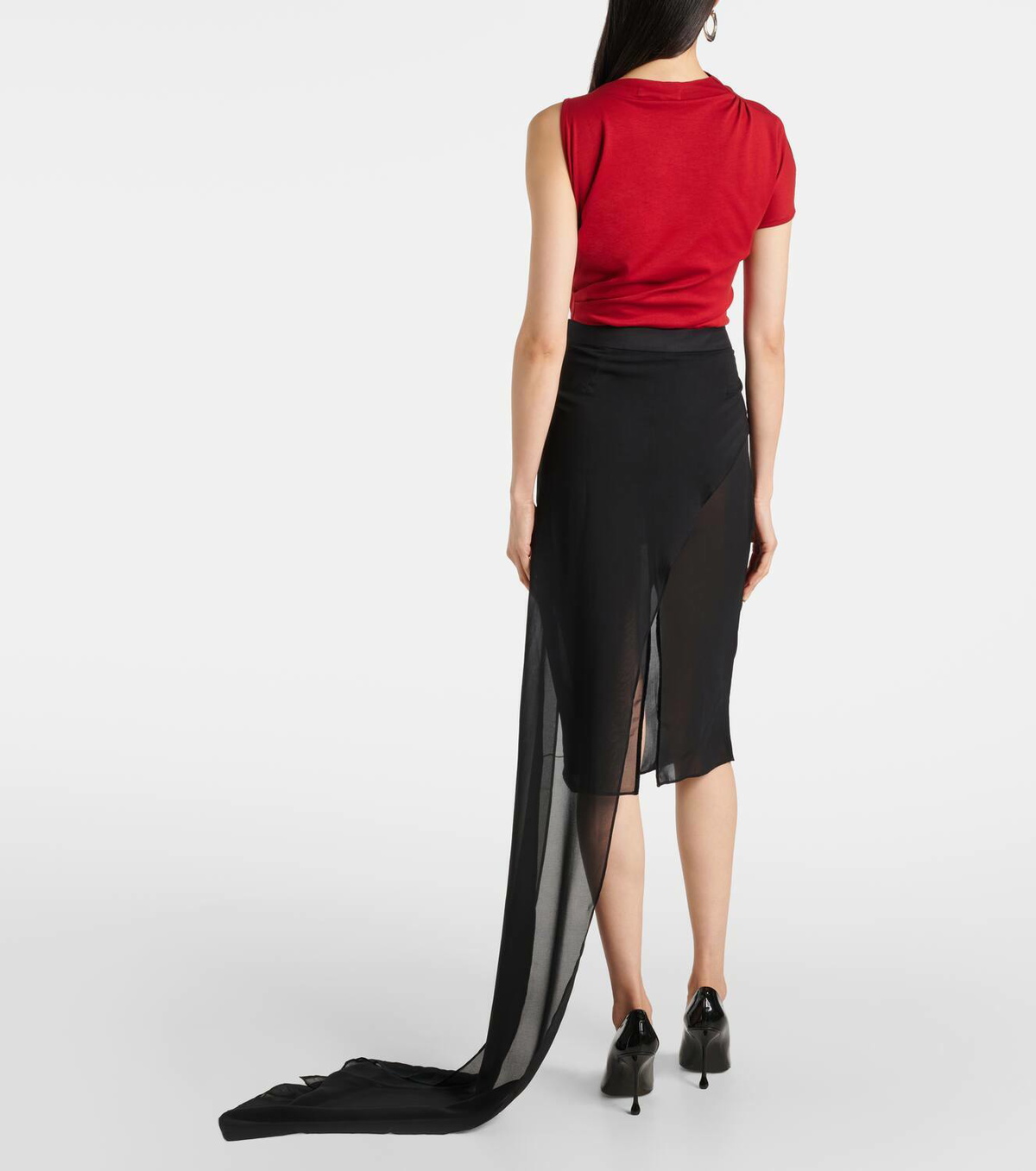 Didu Draped chiffon midi skirt