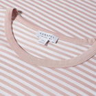 Sunspel Men's Classic Crew Neck T-Shirt in Shell Pink/White Stripe