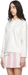 SUPER YAYA Off-White Bazan Long Sleeve Polo