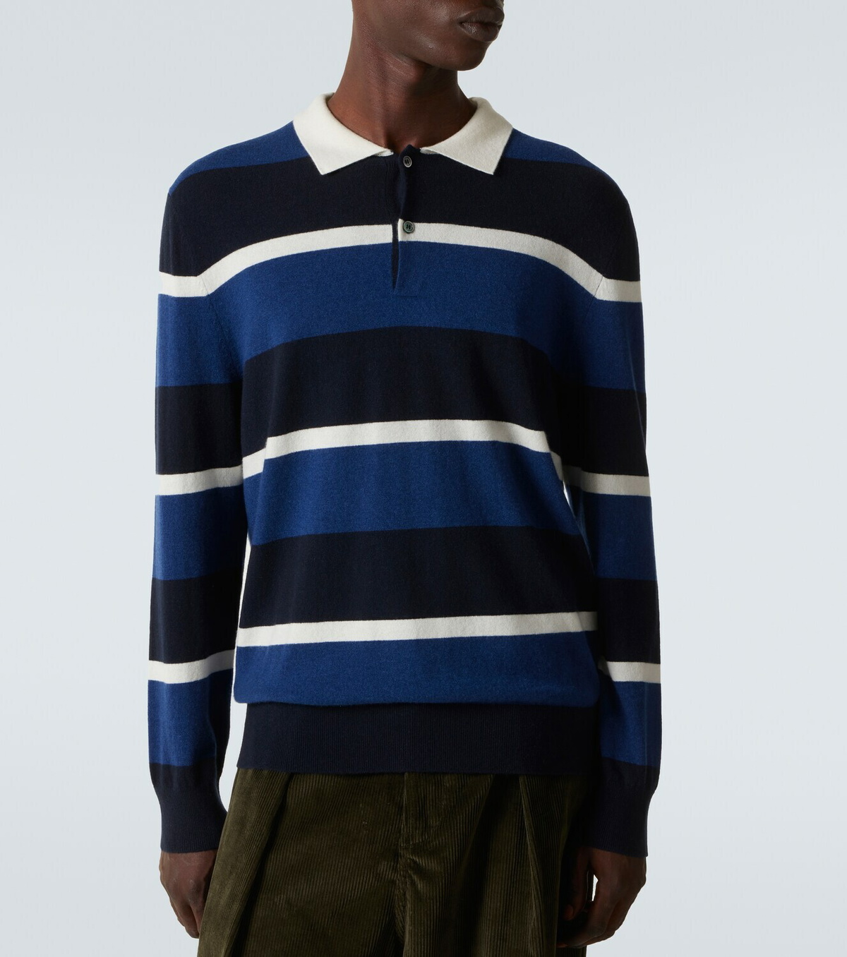 Arch4 Striped cashmere polo sweater