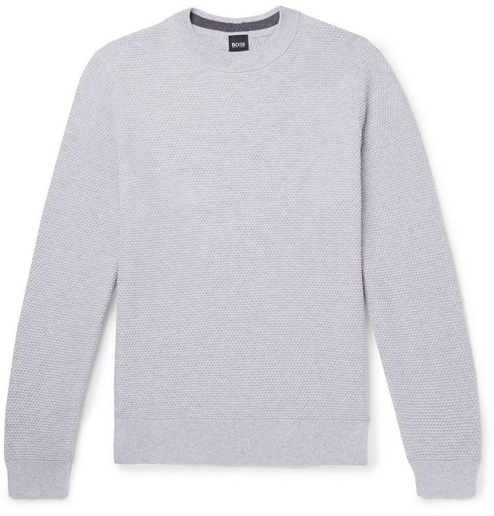 Photo: Hugo Boss - Textured Pima Cotton Sweater - Gray